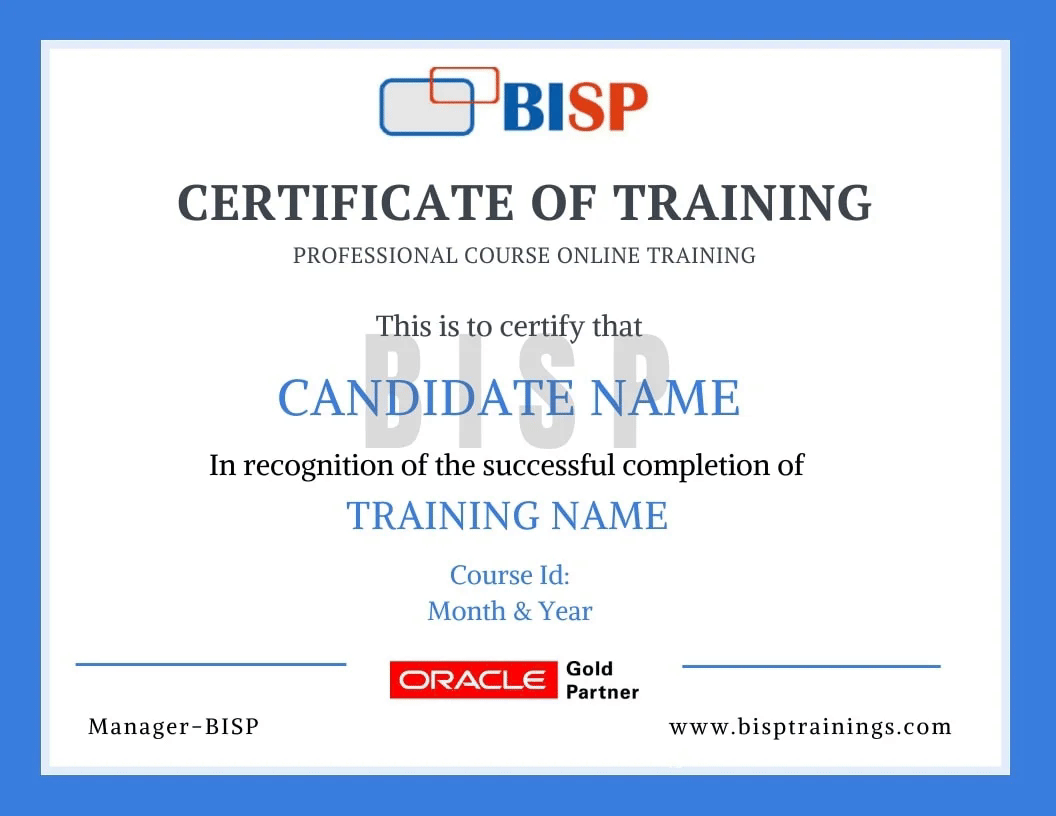 BISP Trainings Certificate of Completion