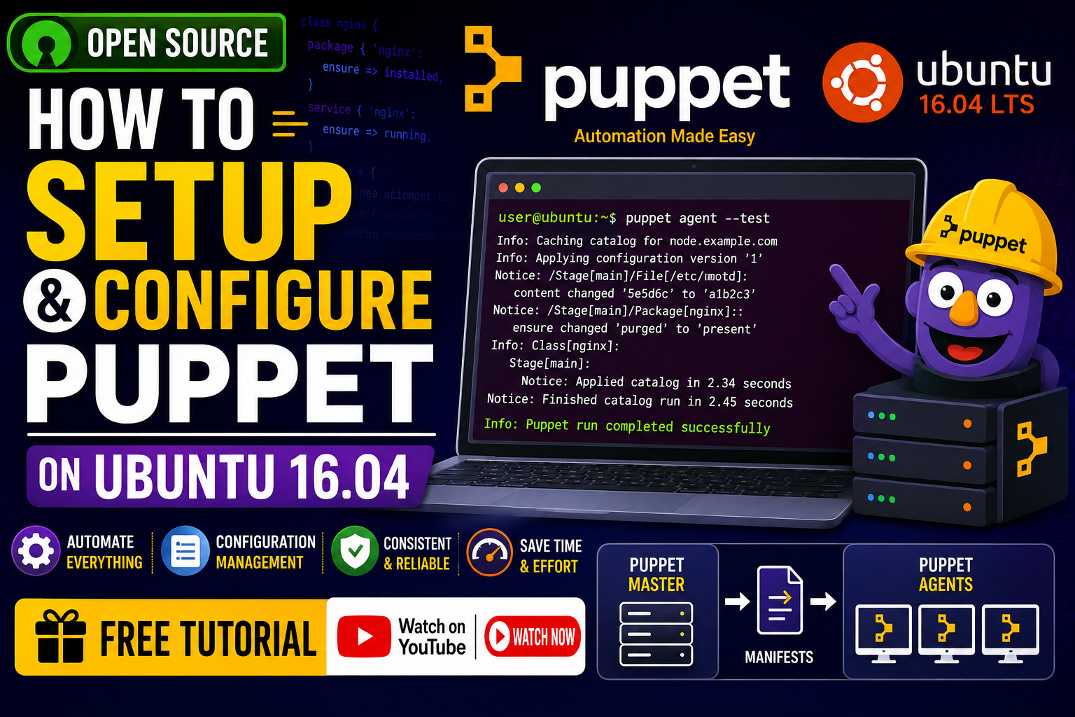 How to Setup and configure puppet on Ubuntu 16 04